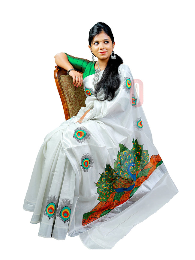 Buy Kerala Mundu Style Cotton Half Saree Set Skirt and Contrast Blouse  Pavadai Davani Set Half White With Golden Colour Kasavu Border . Online in  India - Etsy